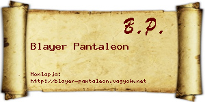 Blayer Pantaleon névjegykártya